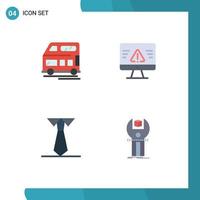 Group of 4 Modern Flat Icons Set for bus study vehicle error sdk Editable Vector Design Elements