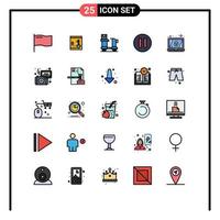 25 Thematic Vector Filled line Flat Colors and Editable Symbols of images laptop box encryption multimedia Editable Vector Design Elements