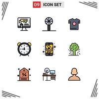 paquete de iconos de vector de stock de 9 signos y símbolos de línea para elementos de diseño de vector editables de reloj de traqueteo de temporizador