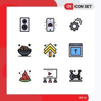 Modern Set of 9 Filledline Flat Colors and symbols such as arrows ramadan gear muslim dates Editable Vector Design Elements