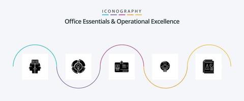 Office Essentials And Operational Exellence Glyph 5 Icon Pack Including identity. login. idea. user. id vector