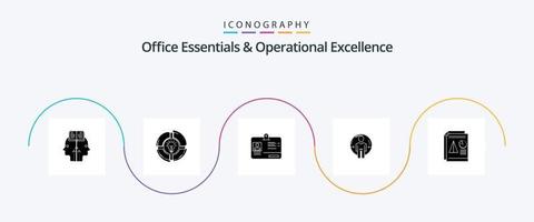 Office Essentials And Operational Exellence Glyph 5 Icon Pack Including identity. login. idea. user. id vector