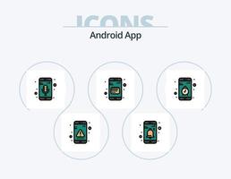 paquete de iconos llenos de línea de aplicación de Android 5 diseño de iconos. GPS. teléfono. aplicación aplicación androide vector