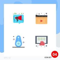 conjunto de 4 iconos de interfaz de usuario modernos símbolos signos para chat bluetooth media película contorno elementos de diseño vectorial editables vector