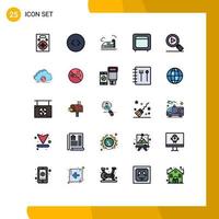 Group of 25 Filled line Flat Colors Signs and Symbols for video research high open gold Editable Vector Design Elements