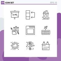 User Interface Pack of 9 Basic Outlines of attach browser cola app stare Editable Vector Design Elements