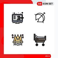 4 User Interface Filledline Flat Color Pack of modern Signs and Symbols of online sport online arrow love Editable Vector Design Elements