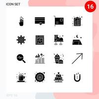 16 iconos creativos signos y símbolos modernos de trabajo lista de computadoras básicas lista de verificación elementos de diseño vectorial editables vector