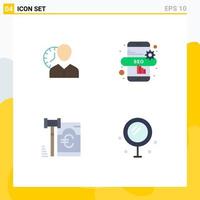 paquete de iconos planos de 4 símbolos universales de reloj seo en línea temporización personal euro elementos de diseño vectorial editables vector