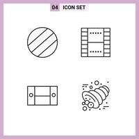 4 Universal Filledline Flat Colors Set for Web and Mobile Applications ball home appliances film cabinet cornucopia Editable Vector Design Elements