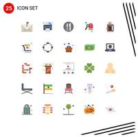 Modern Set of 25 Flat Colors and symbols such as bag key printing machine hotel kneef Editable Vector Design Elements