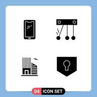 Modern Set of 4 Solid Glyphs and symbols such as phone office android science key Editable Vector Design Elements