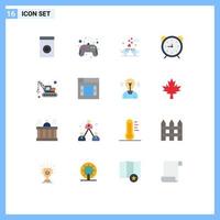 Set of 16 Modern UI Icons Symbols Signs for excavator timer hearts time clock Editable Pack of Creative Vector Design Elements