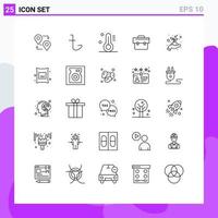 Universal Icon Symbols Group of 25 Modern Lines of money growth temperature portfolio briefcase Editable Vector Design Elements