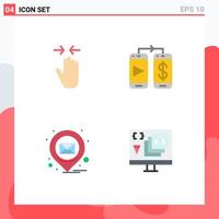 Modern Set of 4 Flat Icons and symbols such as hand location arrow dollar message Editable Vector Design Elements