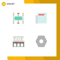 4 Universal Flat Icon Signs Symbols of workflow life modern paper basic Editable Vector Design Elements