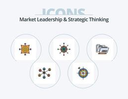 Market Leadership And Strategic Thinking Line Filled Icon Pack 5 Icon Design. file. warm. pertinent. microwave. diagram vector