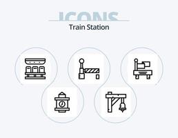 Train Station Line Icon Pack 5 Icon Design. house. plant. car. garden. botanical vector