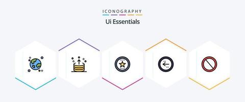 ui essentials 25 paquete de iconos de línea completa que incluye círculo. flecha. ui estrella. favorito vector