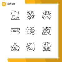 9 iconos creativos signos y símbolos modernos de ayuda flecha fiesta boleto ropa elementos de diseño vectorial editables vector