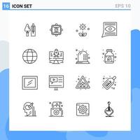 Universal Icon Symbols Group of 16 Modern Outlines of email contact agreement communication nature Editable Vector Design Elements