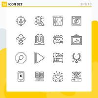 User Interface Pack of 16 Basic Outlines of avatar domain search digital business Editable Vector Design Elements