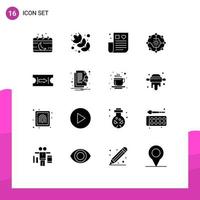 16 iconos creativos signos y símbolos modernos de red de boletos conectividad de drogas computación elementos de diseño vectorial editables vector