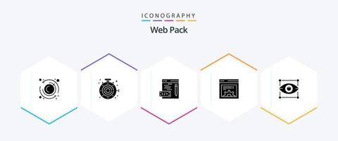 Web Pack 25 Glyph icon pack including . designing. programming. design. web vector