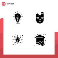 Stock Vector Icon Pack of 4 Line Signs and Symbols for bulb business energy bunny intelligence Editable Vector Design Elements