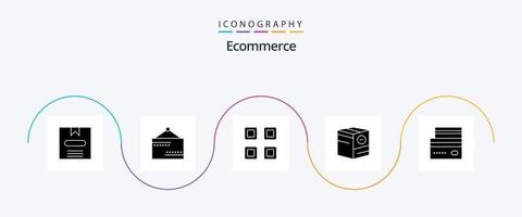 paquete de iconos de glifo 5 de comercio electrónico que incluye tarjeta. menos. red. mi. caja vector