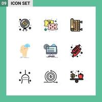 Modern Set of 9 Filledline Flat Colors and symbols such as thinking head carpet creative namaz Editable Vector Design Elements