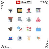 Group of 16 Flat Colors Signs and Symbols for web internet tech browser place Editable Pack of Creative Vector Design Elements