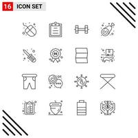 16 User Interface Outline Pack of modern Signs and Symbols of badge screw fixer drumstick screw driver meat Editable Vector Design Elements