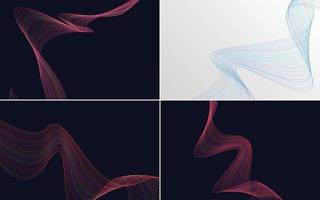 Set of 4 geometric wave pattern backgrounds to add depth to your design vector