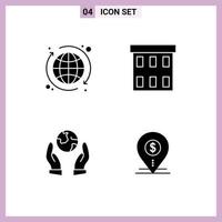 Group of 4 Solid Glyphs Signs and Symbols for web eco protection building corporation dollar Editable Vector Design Elements