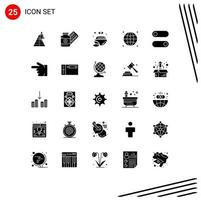 Universal Icon Symbols Group of 25 Modern Solid Glyphs of network focus drugs connected spa Editable Vector Design Elements