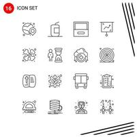 16 Universal Outlines Set for Web and Mobile Applications care marketing food finance business Editable Vector Design Elements