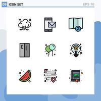 Modern Set of 9 Filledline Flat Colors and symbols such as bloon refrigerator smart phone fridge appliances Editable Vector Design Elements