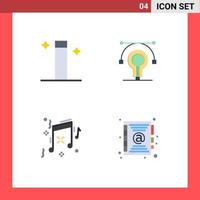 4 Thematic Vector Flat Icons and Editable Symbols of magic party bulb educat book Editable Vector Design Elements