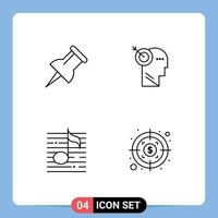 4 User Interface Line Pack of modern Signs and Symbols of marker sound focus nodes dollar Editable Vector Design Elements
