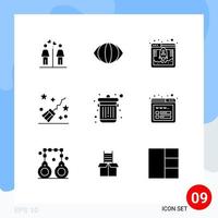 9 Universal Solid Glyphs Set for Web and Mobile Applications trash delete database witchcraft halloween Editable Vector Design Elements