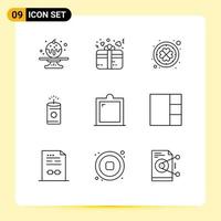 9 Universal Outlines Set for Web and Mobile Applications window furniture irish decor china Editable Vector Design Elements