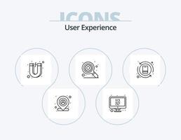 paquete de iconos de línea de experiencia de usuario 5 diseño de iconos. informe. computadora. investigar. Estructura alámbrica del sitio web. experiencia vector