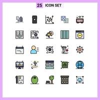 Set of 25 Commercial Filled line Flat Colors pack for digital probability back side gaming graph Editable Vector Design Elements