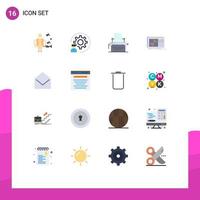 Pack of 16 creative Flat Colors of business sound printer equalization control Editable Pack of Creative Vector Design Elements