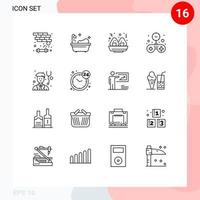 Universal Icon Symbols Group of 16 Modern Outlines of hours stethoscope fast physician time Editable Vector Design Elements