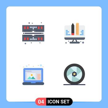 4 iconos planos vectoriales temáticos y símbolos editables de la web de codificación de computadoras portátiles destacados elementos de diseño vectorial editables de estrellas vector