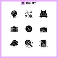 Solid Glyph Pack of 9 Universal Symbols of portfolio documents school bus case briefcase Editable Vector Design Elements