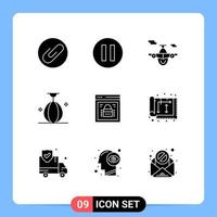 9 Creative Icons Modern Signs and Symbols of web lock page lock world information security speed Editable Vector Design Elements