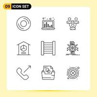 Universal Icon Symbols Group of 9 Modern Outlines of stock logistic sound waves home communication Editable Vector Design Elements